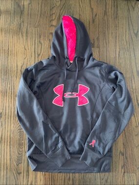 Under Armour Women’s Charcoal Gray Hoodie with Pink Logo